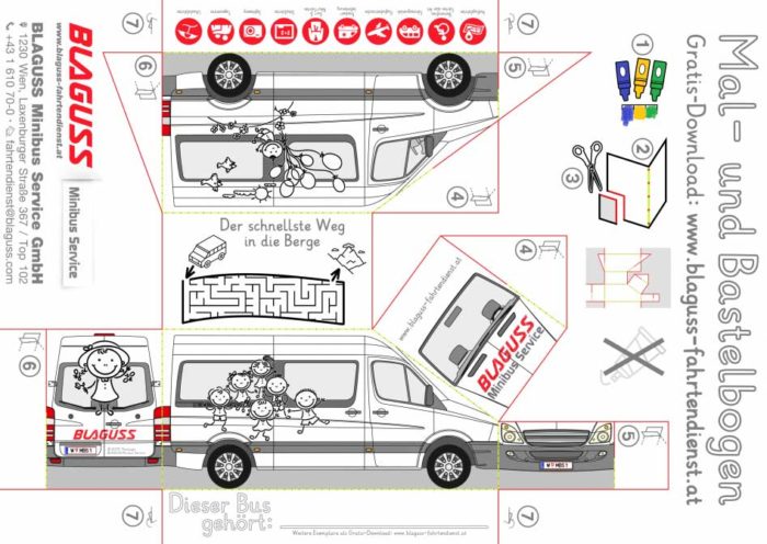 Blaguss Fahrtendienst Bastelbogen Download